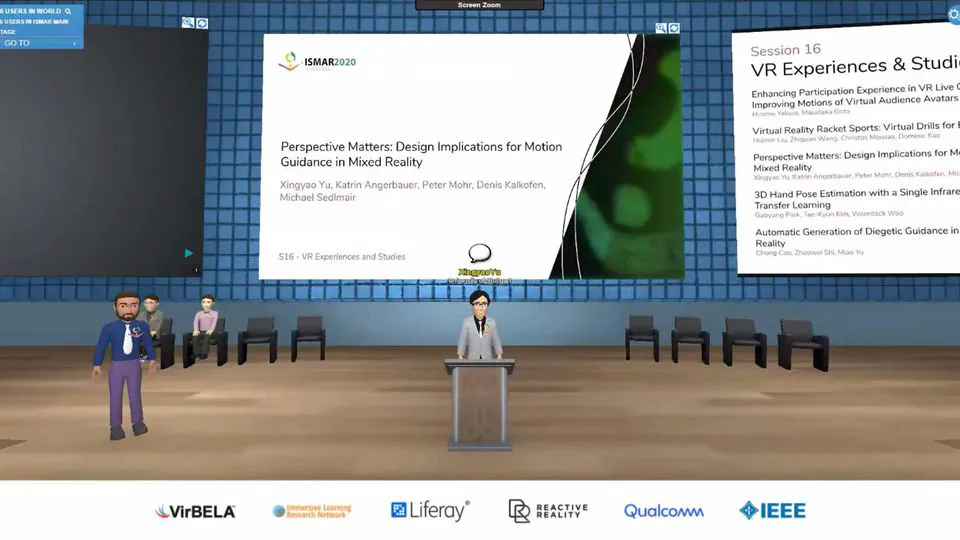 Oral Presentation on IEEE ISMAR 2020 virtually at VirBELA
