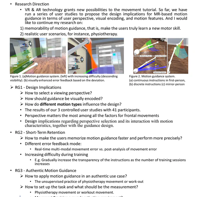 [DC] Limb Motion Guidance in Extended Reality